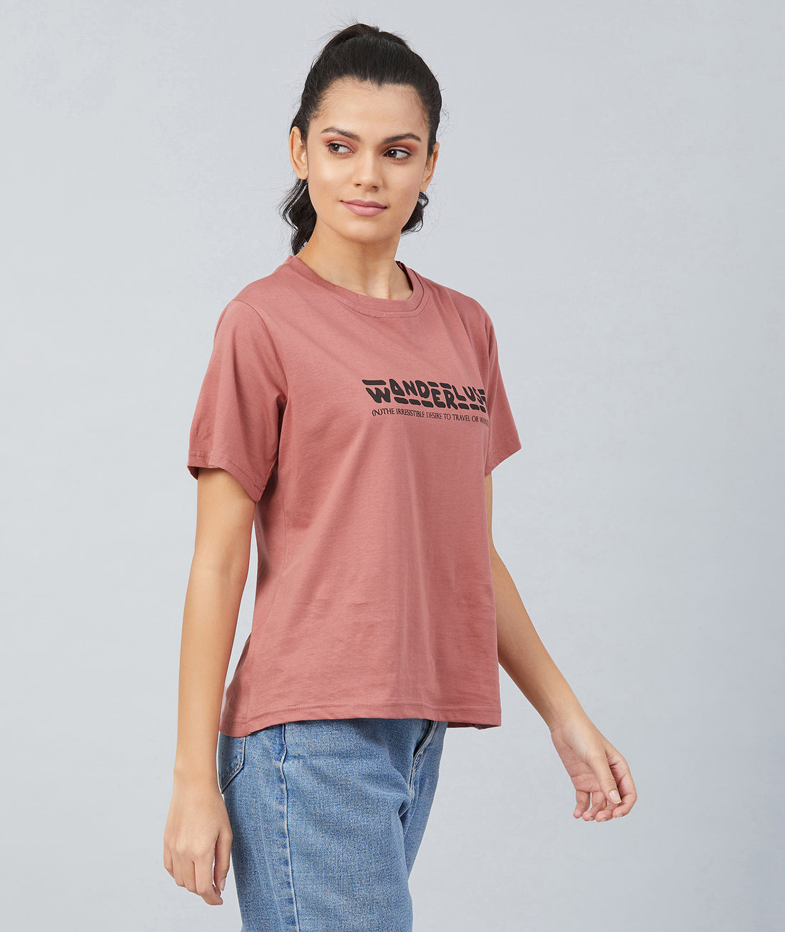 Chimpaaanzee Women Dark Pink Loose Fit T-shirt