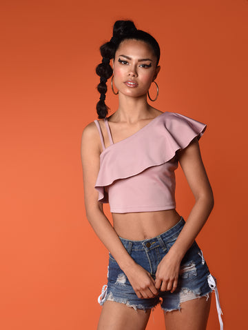 Chimpaaanzee Women Ruffled Bodycon Top