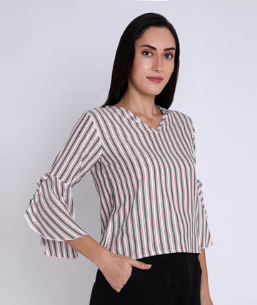 Chimpaaanzee Women V-Neck Striped Top