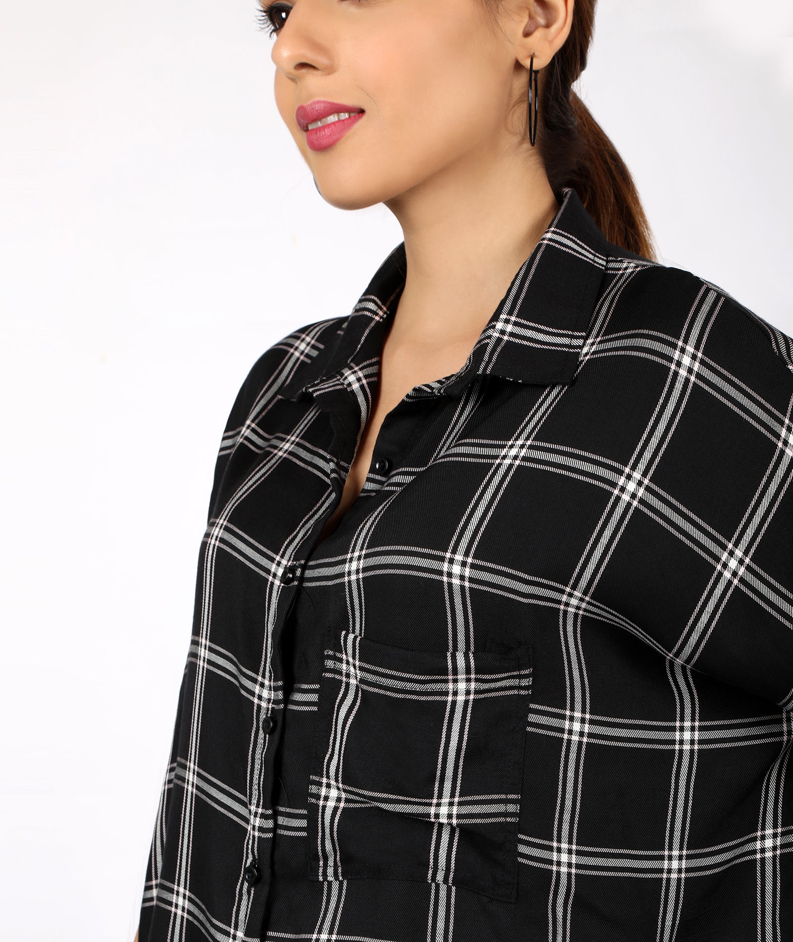Buy online Long Sleeved Checkered Crop Shirt from western wear for Women by  Chimpaaanzee for ₹500 at 50% off