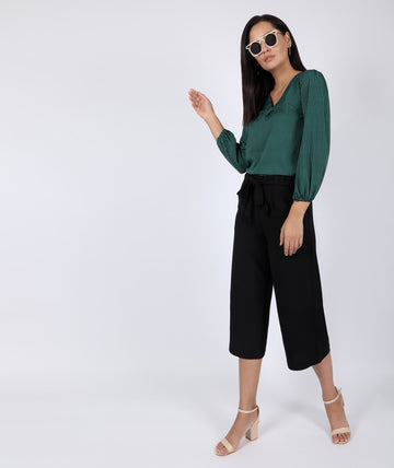Chimpaaanzee Women V-Neck Green Printed Top